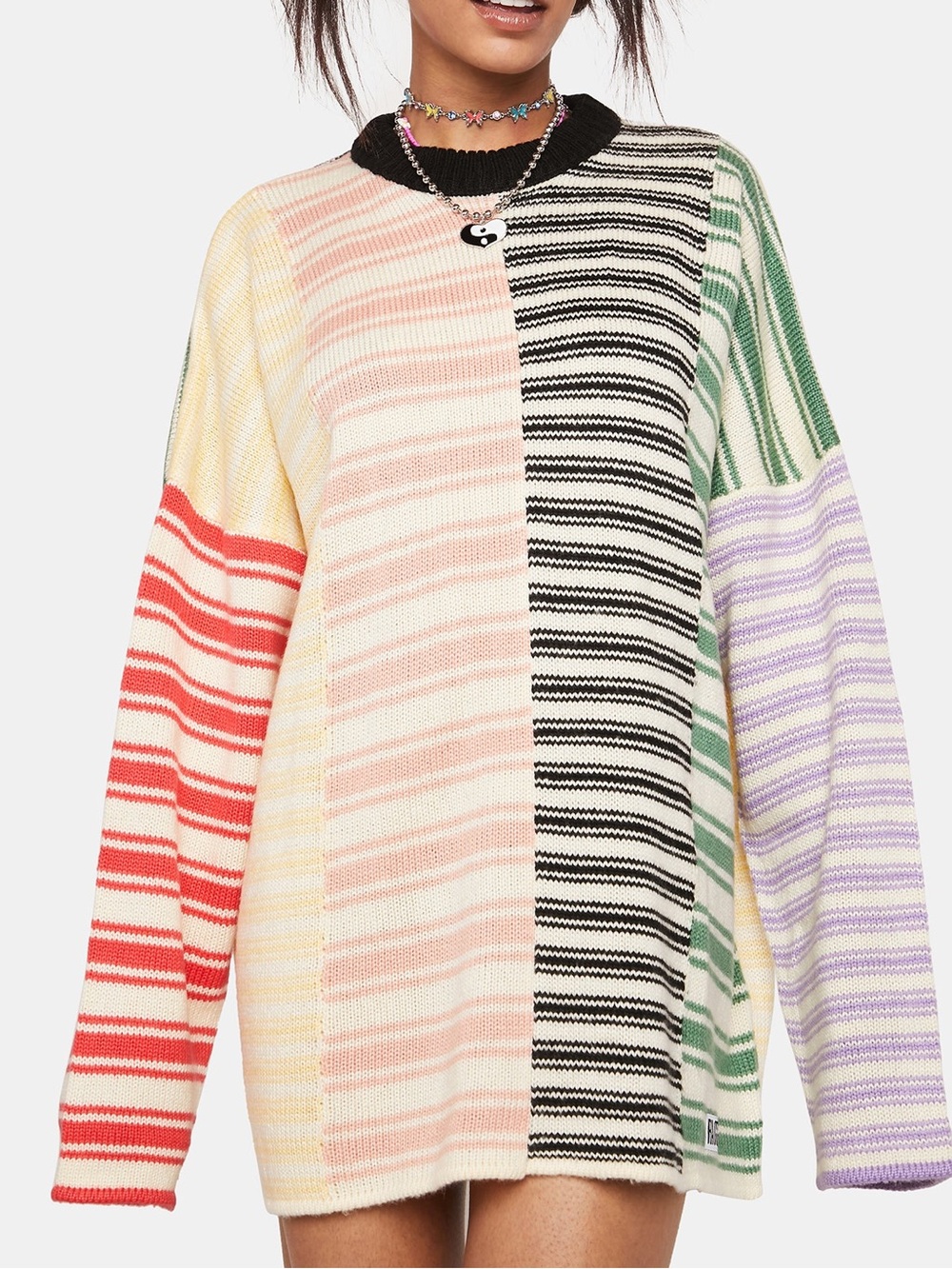 NWT The Ragged Priest Spliced Stripe Oversized Knit Sweater Jumper Size S
